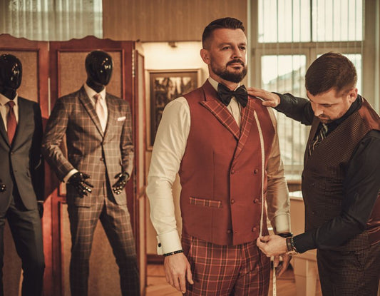 Custom tailored suit jacket showing the chest and lapel