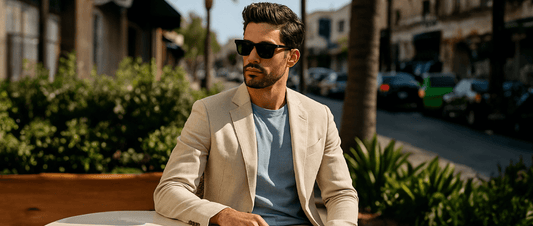 Men’s custom suit in light linen for spring and summer in Los Angeles